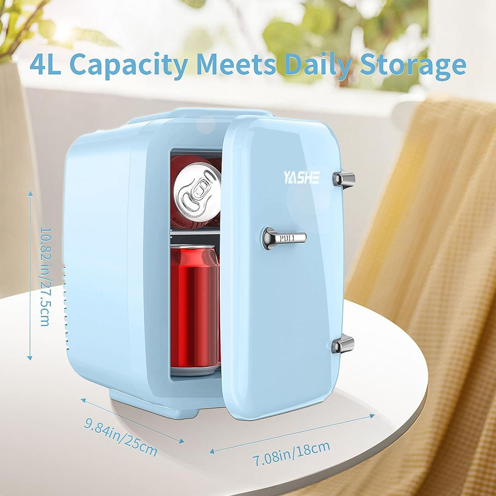 Thumbnail: YASHE Mini Fridge for Bedroom, 4 Liter/ 6 Cans Small Fridge, AC/ DC Thermoelectr