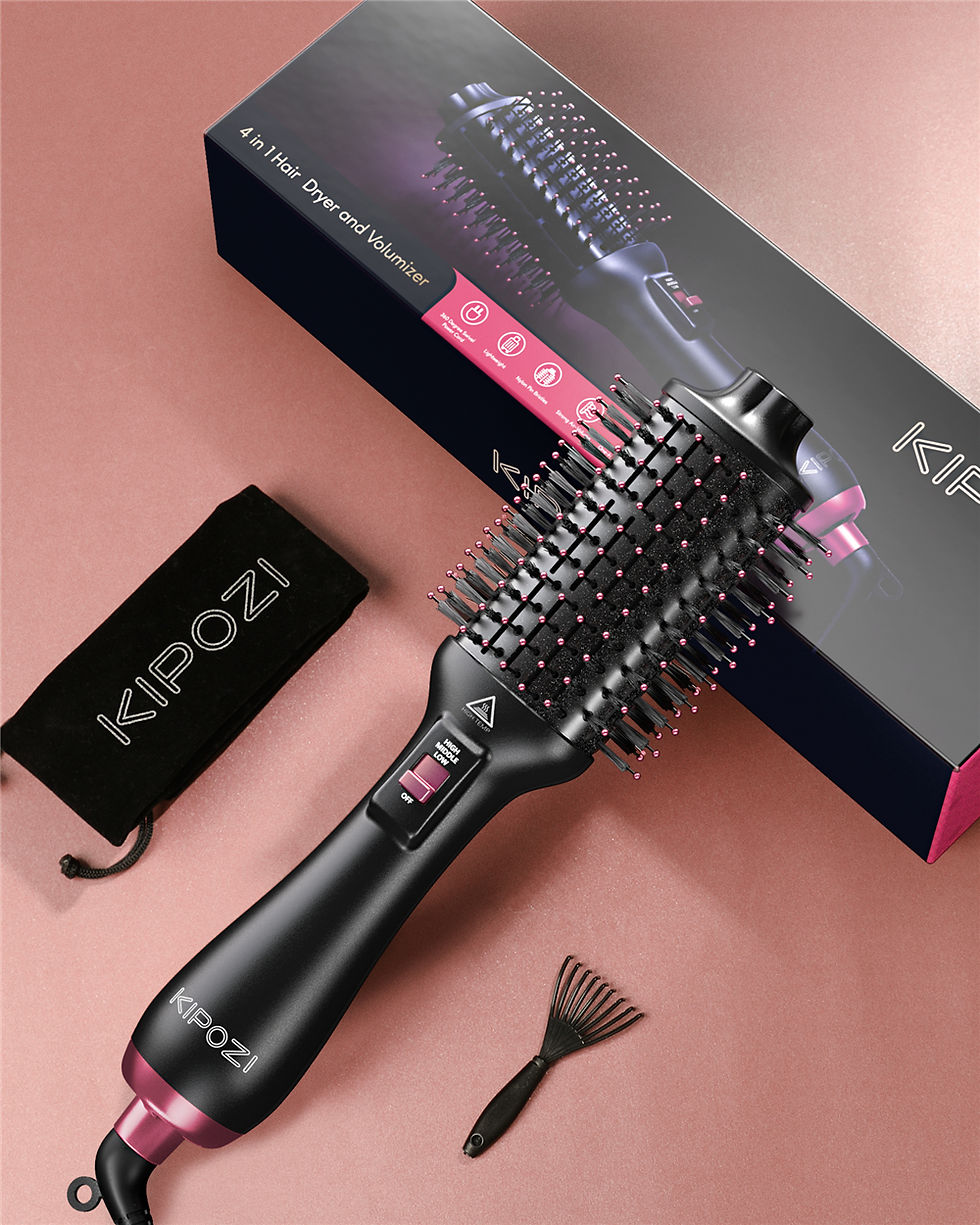 Thumbnail: KIPOZI Hot Air Brush 4 in 1 Hot Air Comb Reduces Frizz Static Electricity Hair D