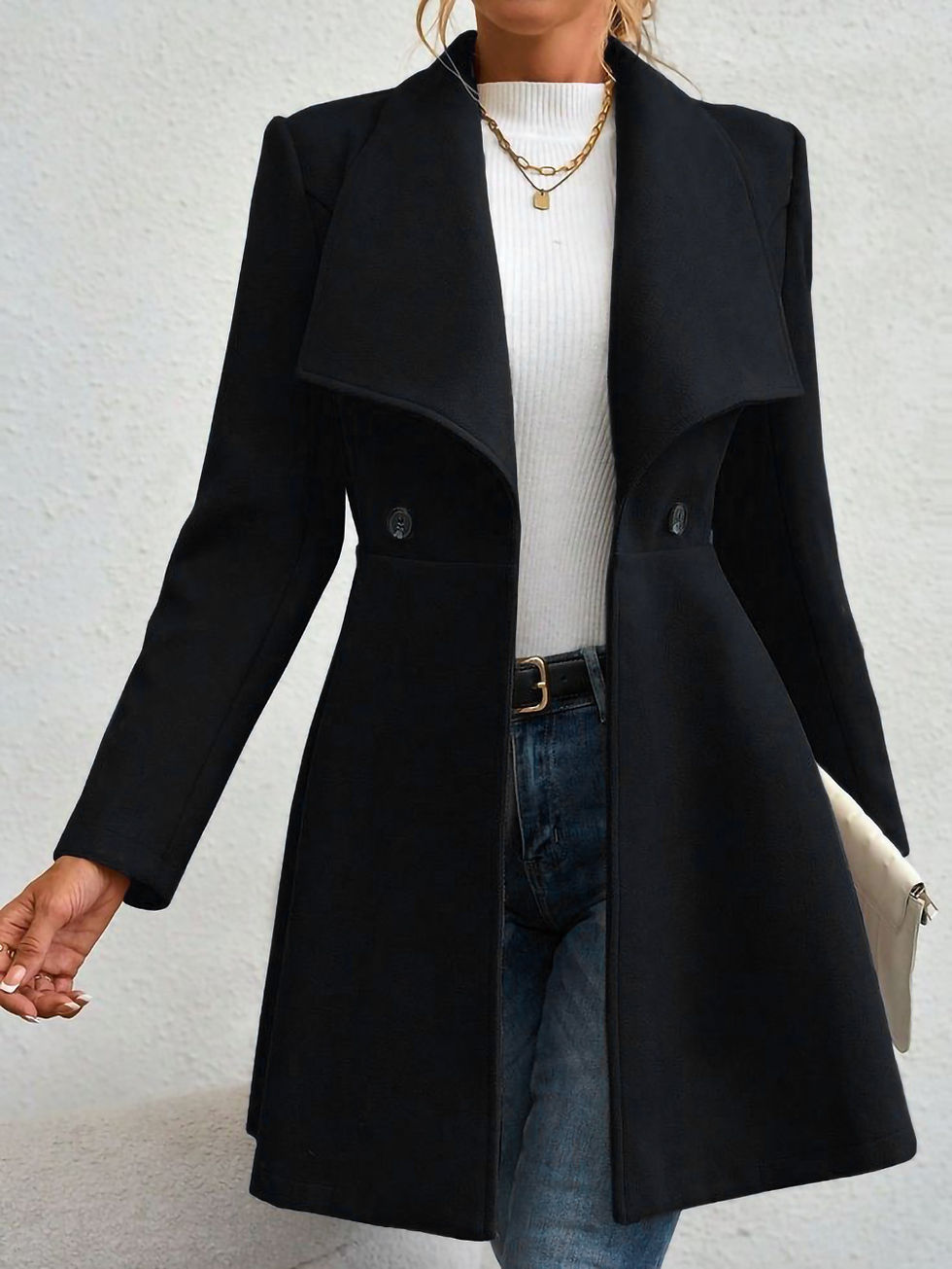 Thumbnail: Mia Muse Women's Coats Winter Solid Color Long Sleeve Lapel Button-Up Work Coats
