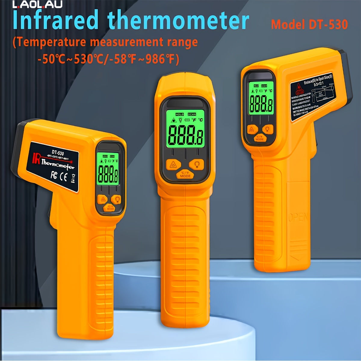 L.AOL.AU Digital Infrared Thermometer Gun - Non-contact IR Laser with Adjustable