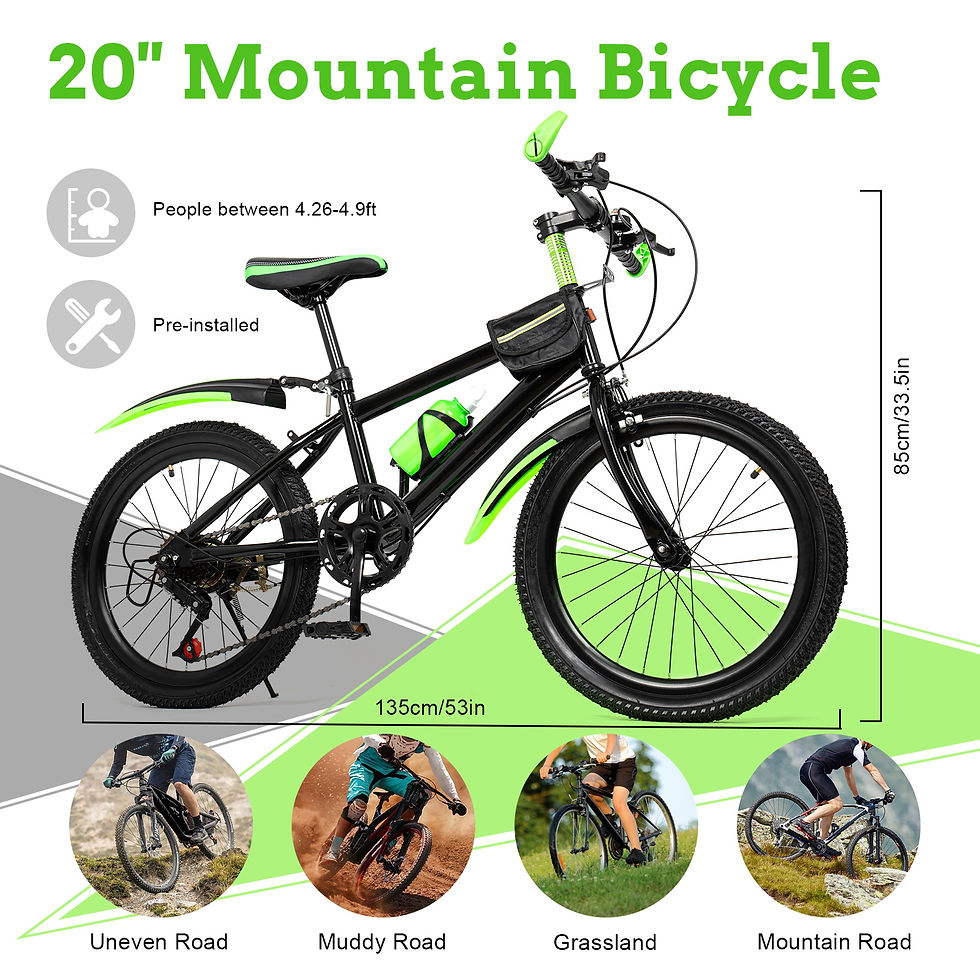 Thumbnail: 20 Inch Mountain Bike 7 Speed Gears, Adjustable Seat Kids' Bike with Mudguards K