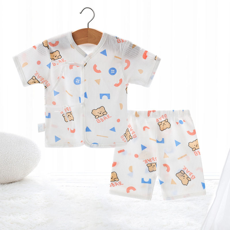 Thumbnail: Newborn Baby Clothes Set Cotton Tops Pants Hat Gloves Socks Summer Outfit Infant