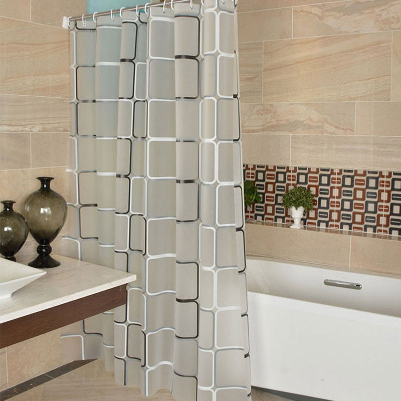 Thumbnail: Bathroom Shower Curtains Waterproof Bath Curtain PEVA Modern Geometric Plaid Pat