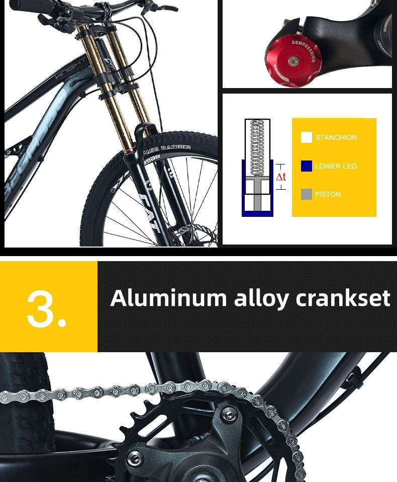 Thumbnail: 27.5 26 Inch Soft Tail Mountain Bike Hydraulic Disc Brake DH Bike Adjustable Dou