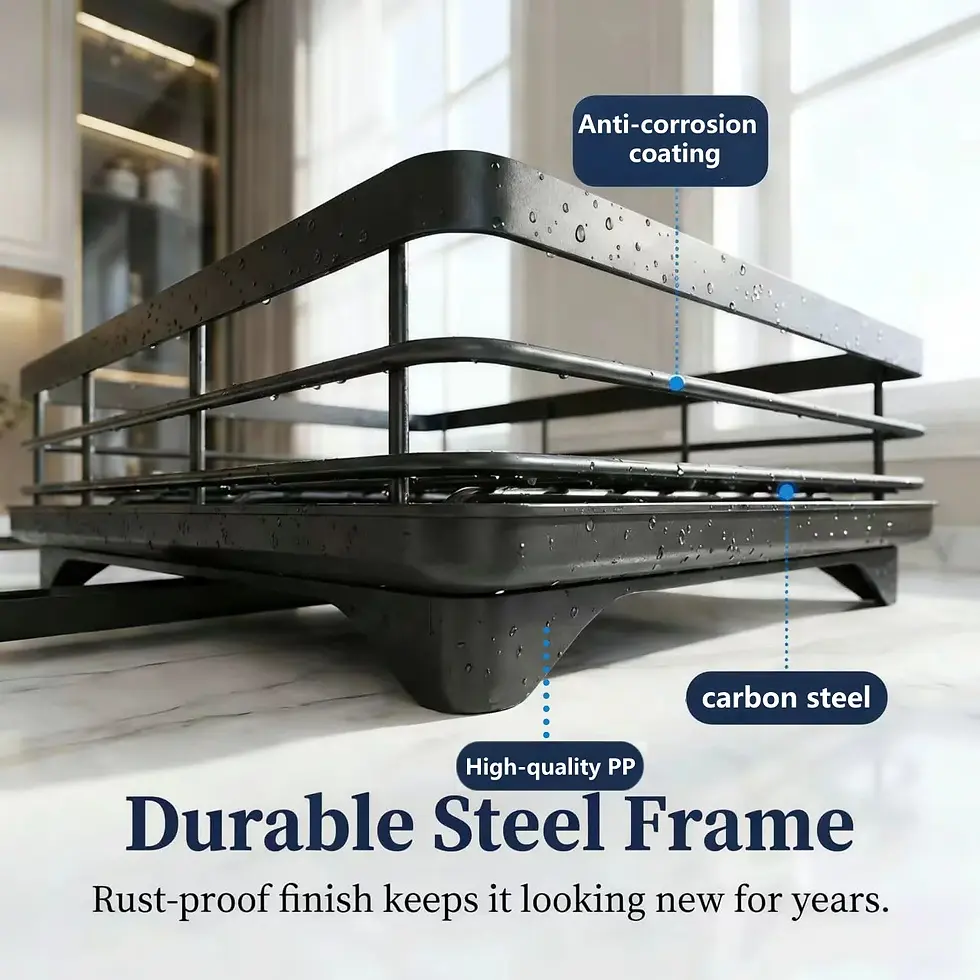 Thumbnail: 2-Tier Adjustable Kitchen Dish Drying Rack  360° Rotatable Drainage Tray Multi-