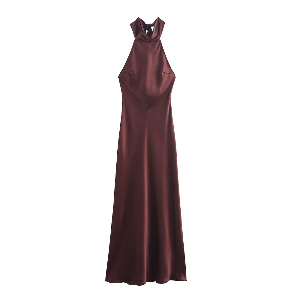 Thumbnail: TRAFZA-Women Elegant Satin Halter Dress Backless Long Dress New 2025 Fashion Spr