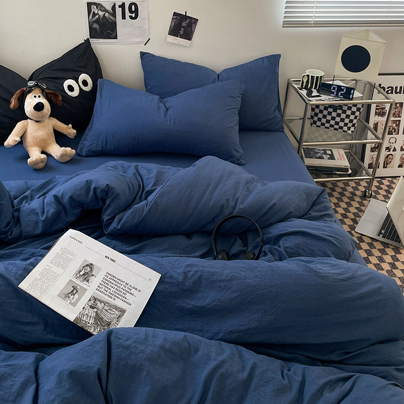 Thumbnail: 1pc Blue Duvet Cover 150x200 이불커버세트 Washed Cotton Quilt Cover Queen 