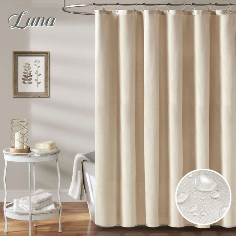 Luxury Waterproof Linen Shower Curtains Modern Style Bathroom Curtain with Hooks