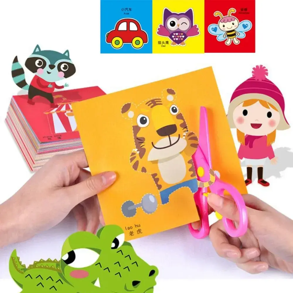 48Pcs Handmade Paper Cut Book Kids Craft Toys DIY Cartoon Scrapbooking Paper Art