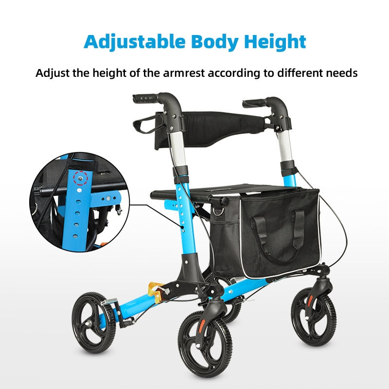 Thumbnail: Elderly Disabled Rehabilitation Walking Assist Rollator Walker Aluminum Alloy Fo