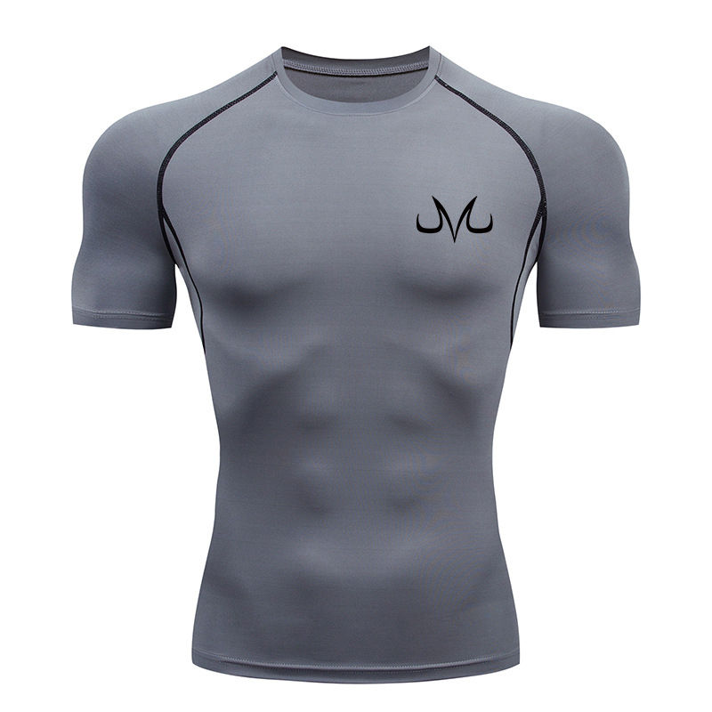 Thumbnail: Graphic Compression Shirts for Men Summer Short Sleeve Rash Guard Gym Workout Ts