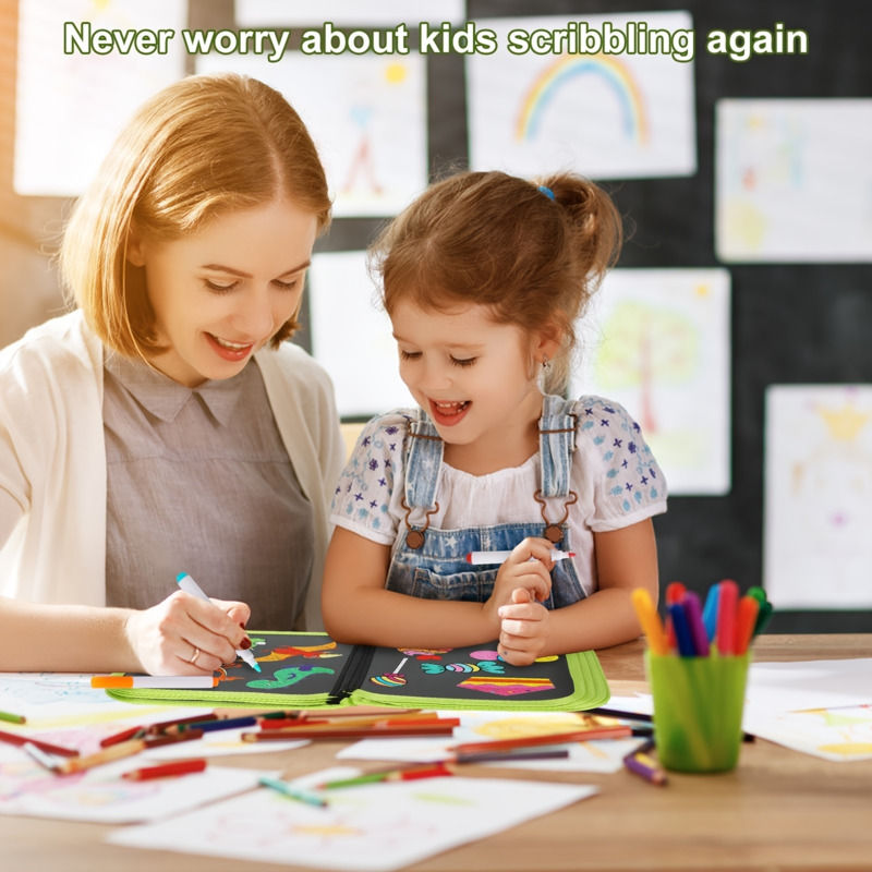 Thumbnail: Erasable Doodle Book Reusable Drawing Board With Magic Pens