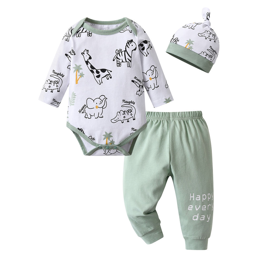 Thumbnail: Newborn Infant Baby Boy Long Sleeve Clothes Set Animal Printed Thin Cotton Rompe