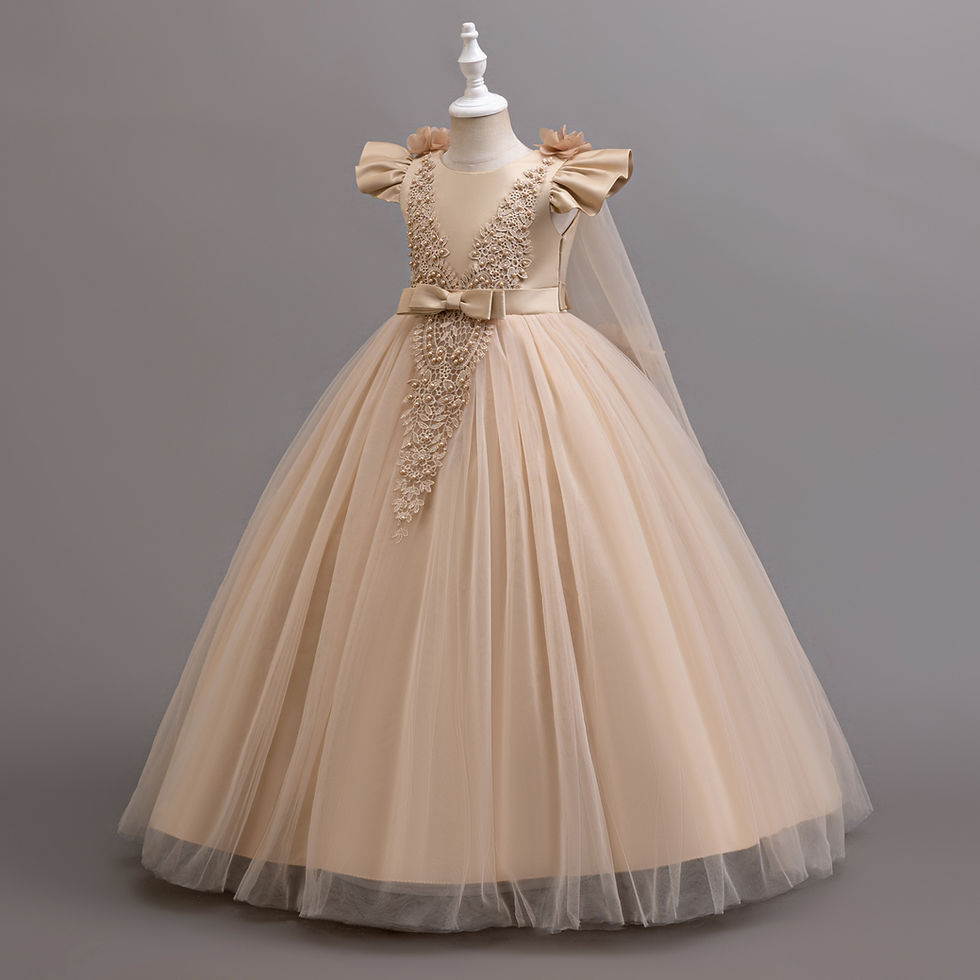 Thumbnail: Teen Long Flower Bridesmaid Dresses For Girls Children Wedding Prom Gown Girl Pa