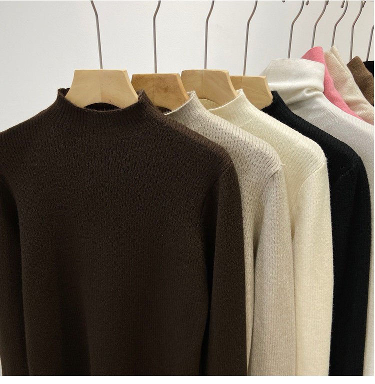 Thumbnail: Turtleneck Winter Sweater Women Elegant Thicken Velvet Lined Warm Sueter Knitted