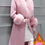 Thumbnail: Removable Faux Fur Collar Long Jacket