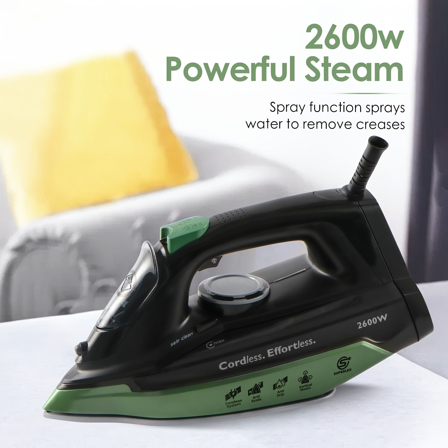 SUPERLEX Steam Iron With Ceramic Non-stick Soleplate, 300ml Water Tank, 210g Ste