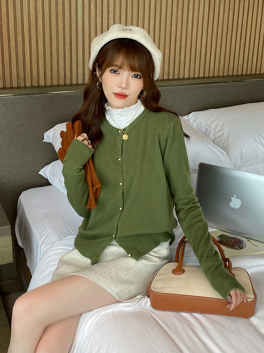 Thumbnail: Solid Color Knitted for Women Cardigan Korean Single Breasted Long Sleeve Jumper