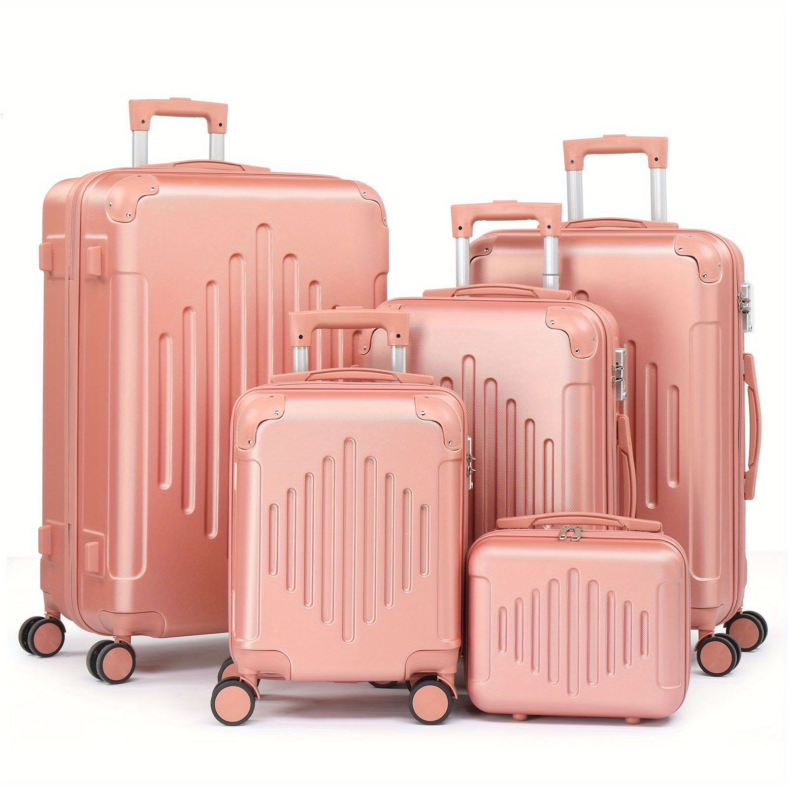5pcs Luggage with Corner Protectors, 12/ 16/ 20/ 24/ 28-Inch, Durable Hard Shell
