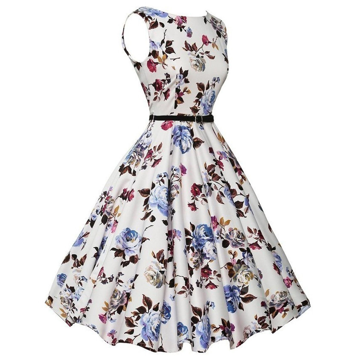 Summer Vestidos Dress Clothing Floral Robe Retro Swing Casual Vintage Rockabilly