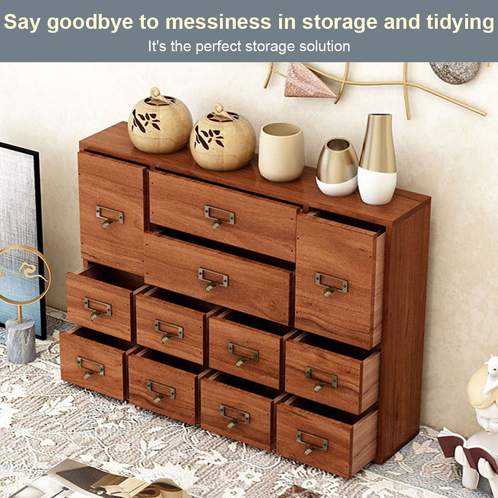 Thumbnail: 12 Drawer Wooden Apothecary Cabinet with Label Slot & Metal Handle Desk Drawer O