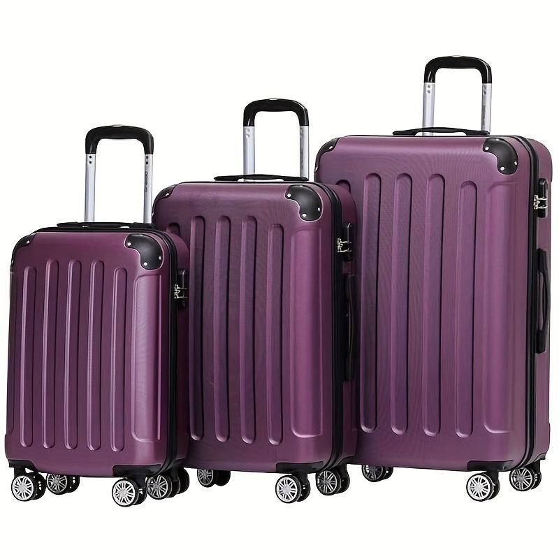 Thumbnail: 3pcs Beige Hard Shell Luggage Set - 20", 24", 28" Suitcases with Spinner Wheels,