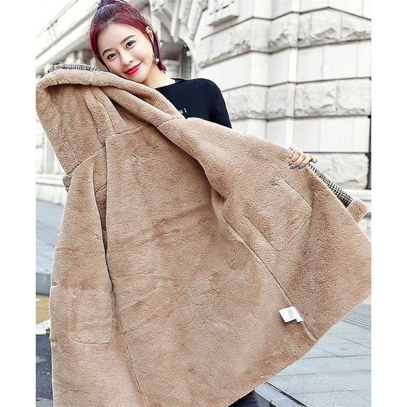 Thumbnail: Thick Velvet Mid-Long Jacket for Women
