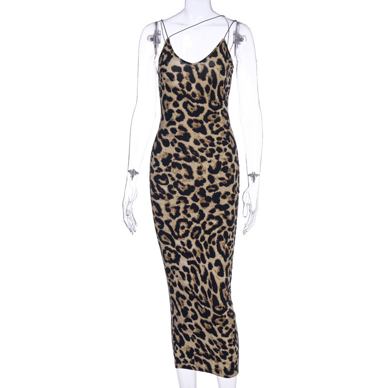 Thumbnail: leopard print sleeveless V-neck midi dress