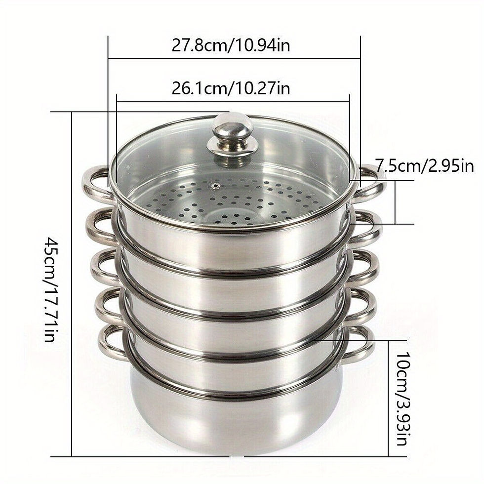 Thumbnail: 5 Tiers Pot Steamer Multi-Layer Cookware Pot Cookware Stainless Steel Pot 28cm