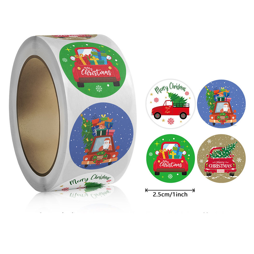 Thumbnail: Merry Christmas Round Christmas Tag Stickers