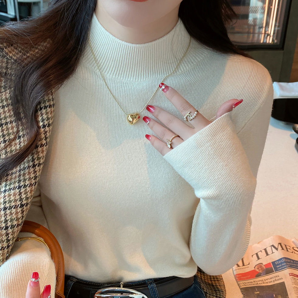 Thumbnail: AOSSVIAO Turtleneck Sweater Women Fashion 2024 New Stretch Tops Women Knitted Pu