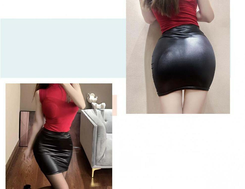 Thumbnail: Black Slim Imitation Leather Pencil Mini Skirt High Waist Sexy Fashion Korean Sh