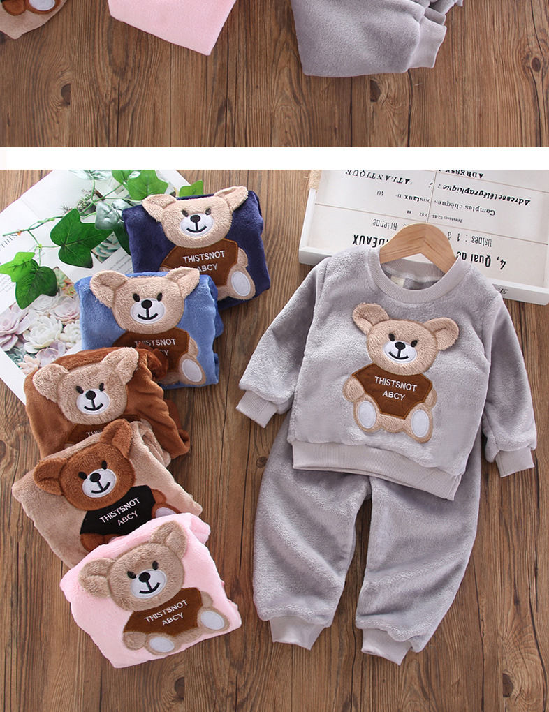 Thumbnail: New Winter Baby Girls Boys Homewear Sets Autumn Fashion Flannel Fleece Clothes K