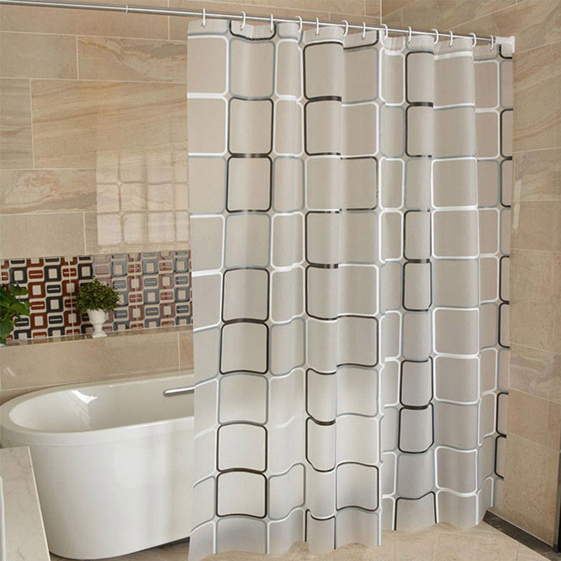 Thumbnail: Bathroom Shower Curtains Waterproof Bath Curtain PEVA Modern Geometric Plaid Pat