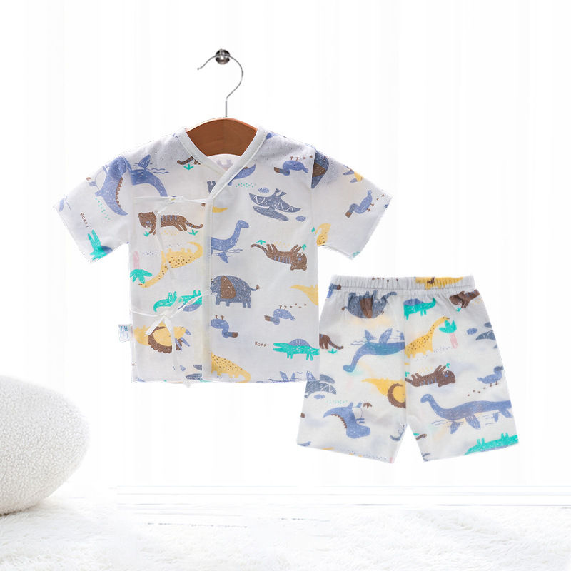 Thumbnail: Newborn Baby Clothes Set Cotton Tops Pants Hat Gloves Socks Summer Outfit Infant