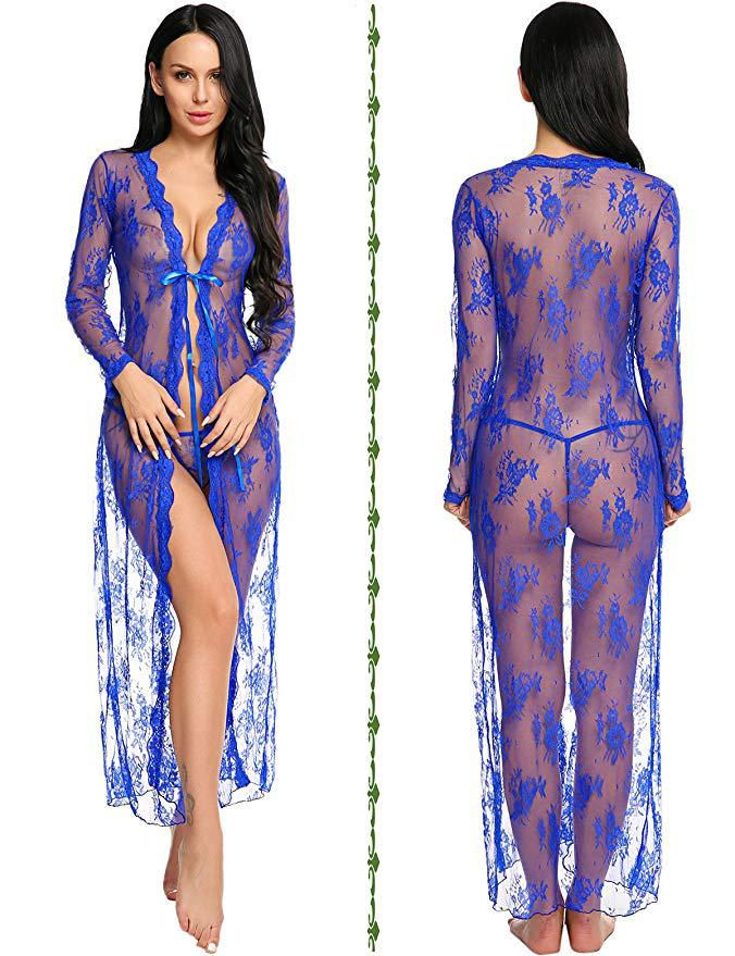 Thumbnail: Long Sleeved Lace Nightdress