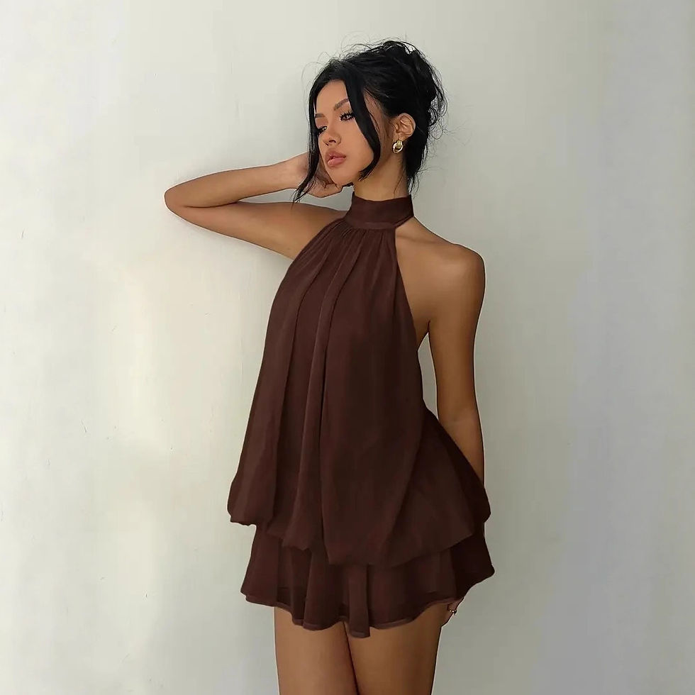 Thumbnail: Halter Mini Dress Women Chiffon Backless Summer Dress Woman Sweet Party Dress Se