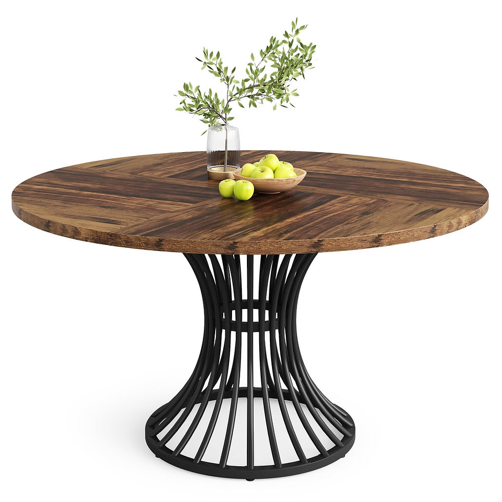 Thumbnail: Tribesigns Round Dining Table for 4-6 People, 47-Inch Farmhouse Dinning Room Tab