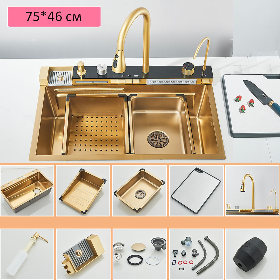 Thumbnail: 304 Stainless Steel Waterfall Kitchen Sink Large Single Slot Integrated Digital 