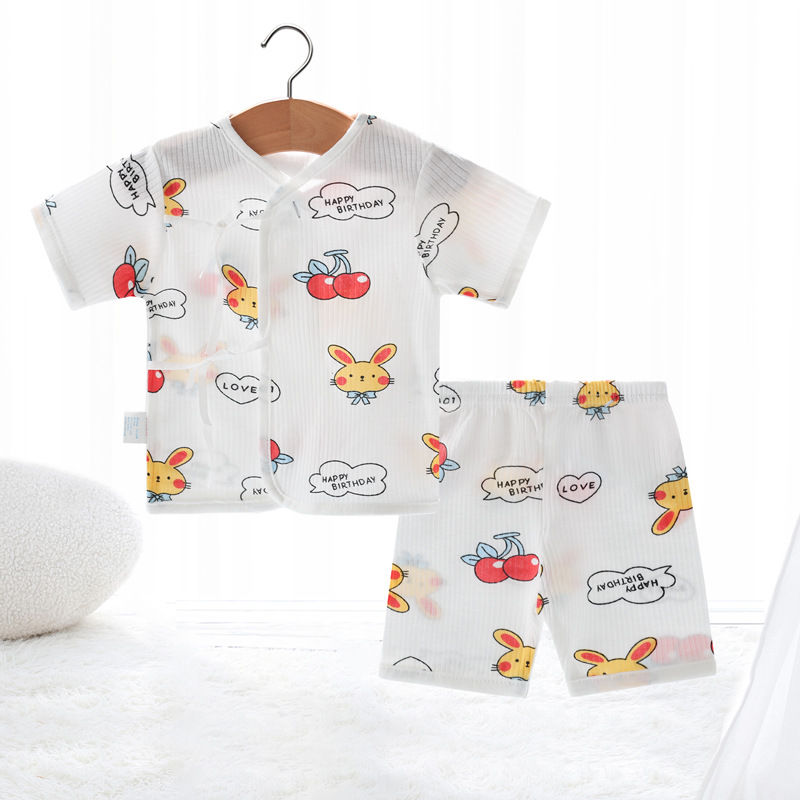 Thumbnail: Newborn Baby Clothes Set Cotton Tops Pants Hat Gloves Socks Summer Outfit Infant