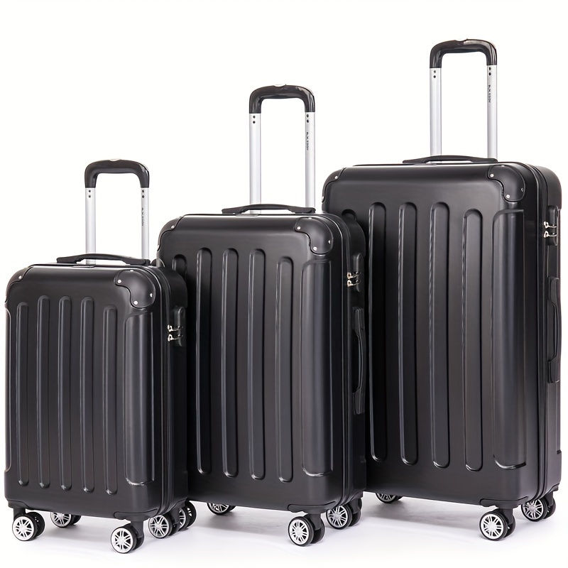 Thumbnail: 3pcs Beige Hard Shell Luggage Set - 20", 24", 28" Suitcases with Spinner Wheels,