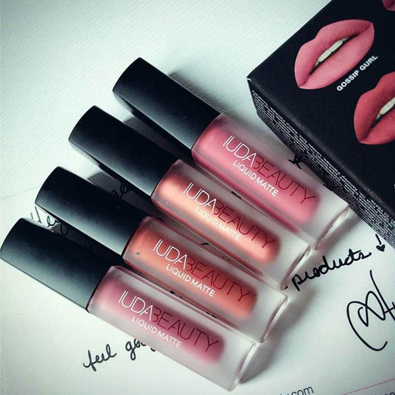 Thumbnail: 4pcs Nude Lipstick Set Matte Lip Gloss Waterproof Lip Glaze Tint Non-stick Non-F