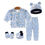 Thumbnail: Newborn Baby Clothes Set Cotton Tops Pants Hat Gloves Socks Summer Outfit Infant