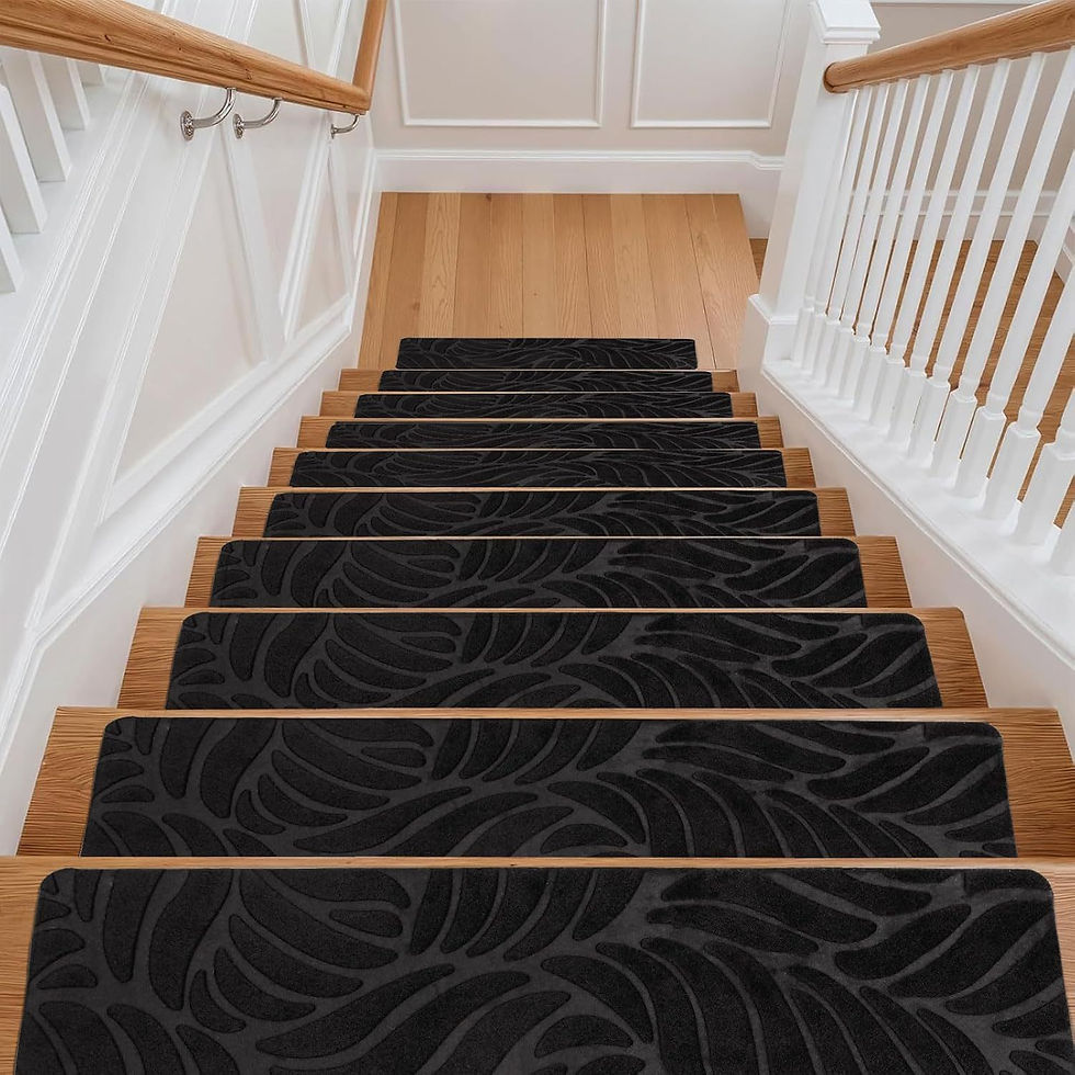 Thumbnail: 15-Pack Black Anti-Slip Stair Tread Pads, 65x20cm Self-Adhesive Carpet Stairs Ma