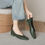 Thumbnail: Woman Elegant Summer French Square Toe Green Mary Janes Cute Casual Flats Female