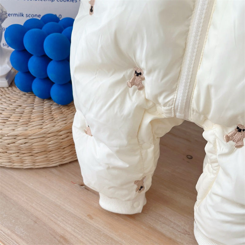Thumbnail: Winter Baby Jumpsuit Thick Warm Infant Hooded Inside Fleece Rompers Newborn Boy 