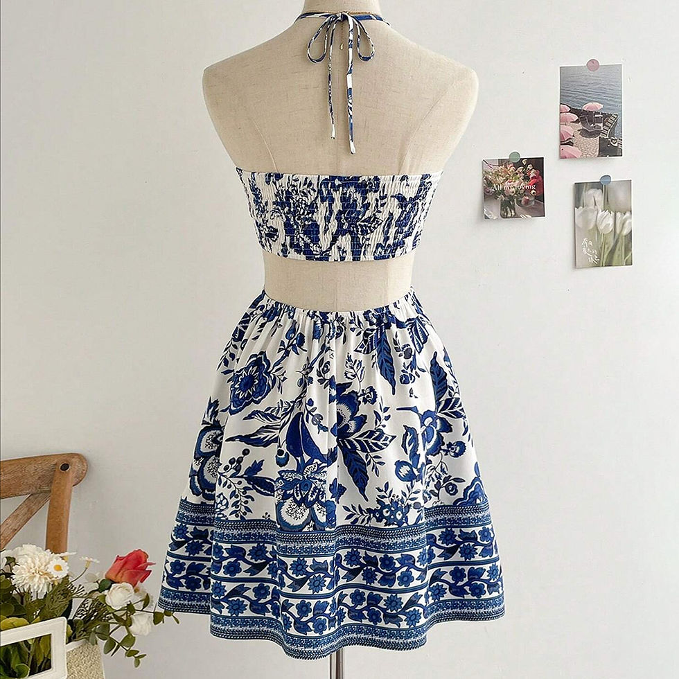 Thumbnail: Mia Muse Dresses Spring Summer Sexy Decent Floral Sleeveless Halter Neck Mini Va