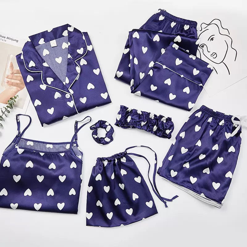 Thumbnail: 7 Pieces Satin Women Lounge Wear