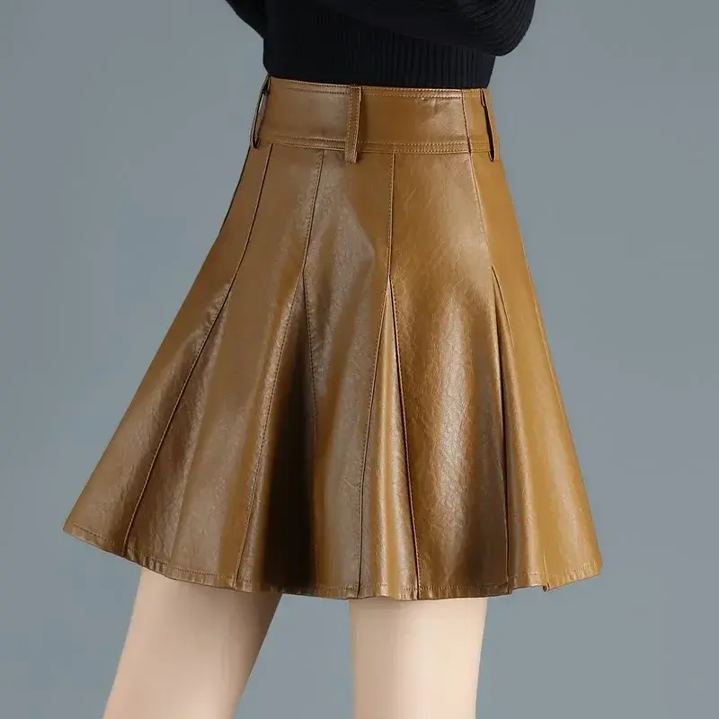 Thumbnail: Woman Skirts Elegant Plus Size New Fashion Korean Style Genuine Real Leather Ski