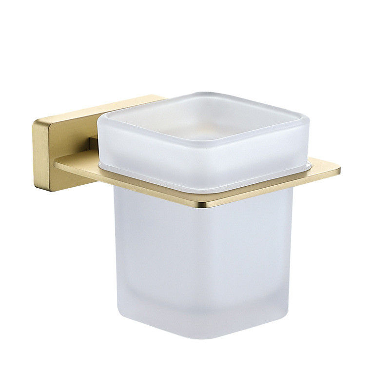 Thumbnail: Brushed Gold Bathroom Accessories Set Brass Wall Mount Bathroom Towel Rack Set